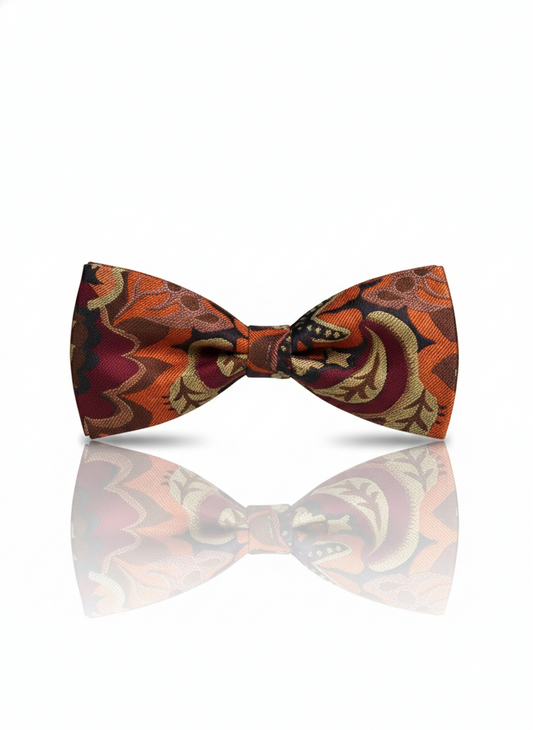 The Crimson Noir: Hand-Embroidered Red & Black Bow Tie