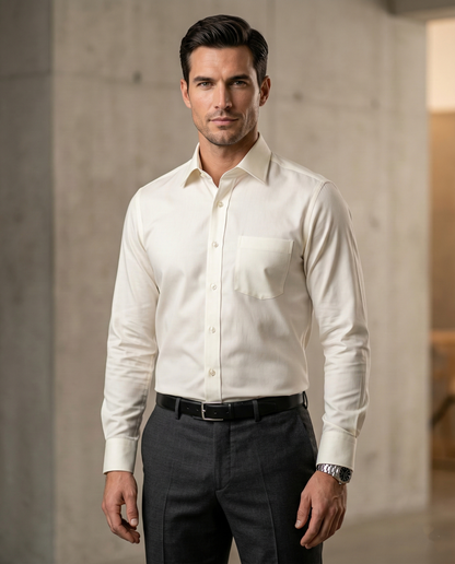 Ivory Formal Shirt for Men | Premium Cotton Blend