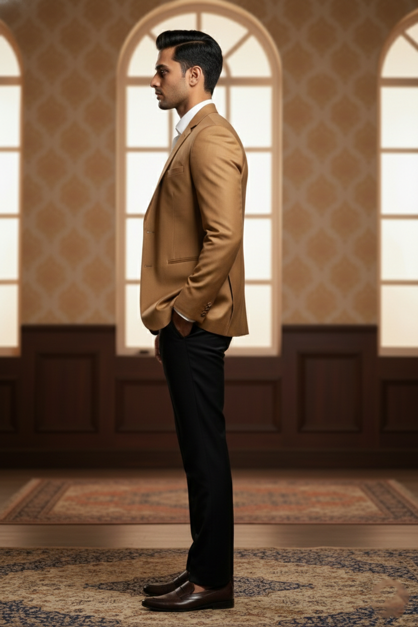 Men's Premium Camel Brown 3-Piece Suit