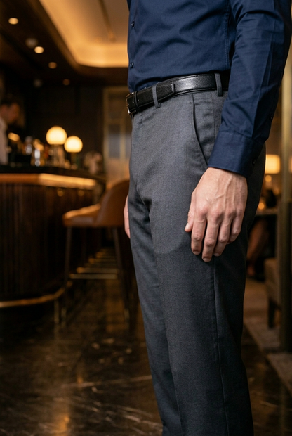 Slate Grey Slim-Fit Luxury Formal Trousers