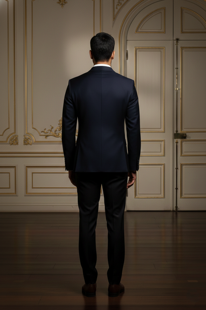 Premium Men's Navy Blue Jacquard Formal Blazer