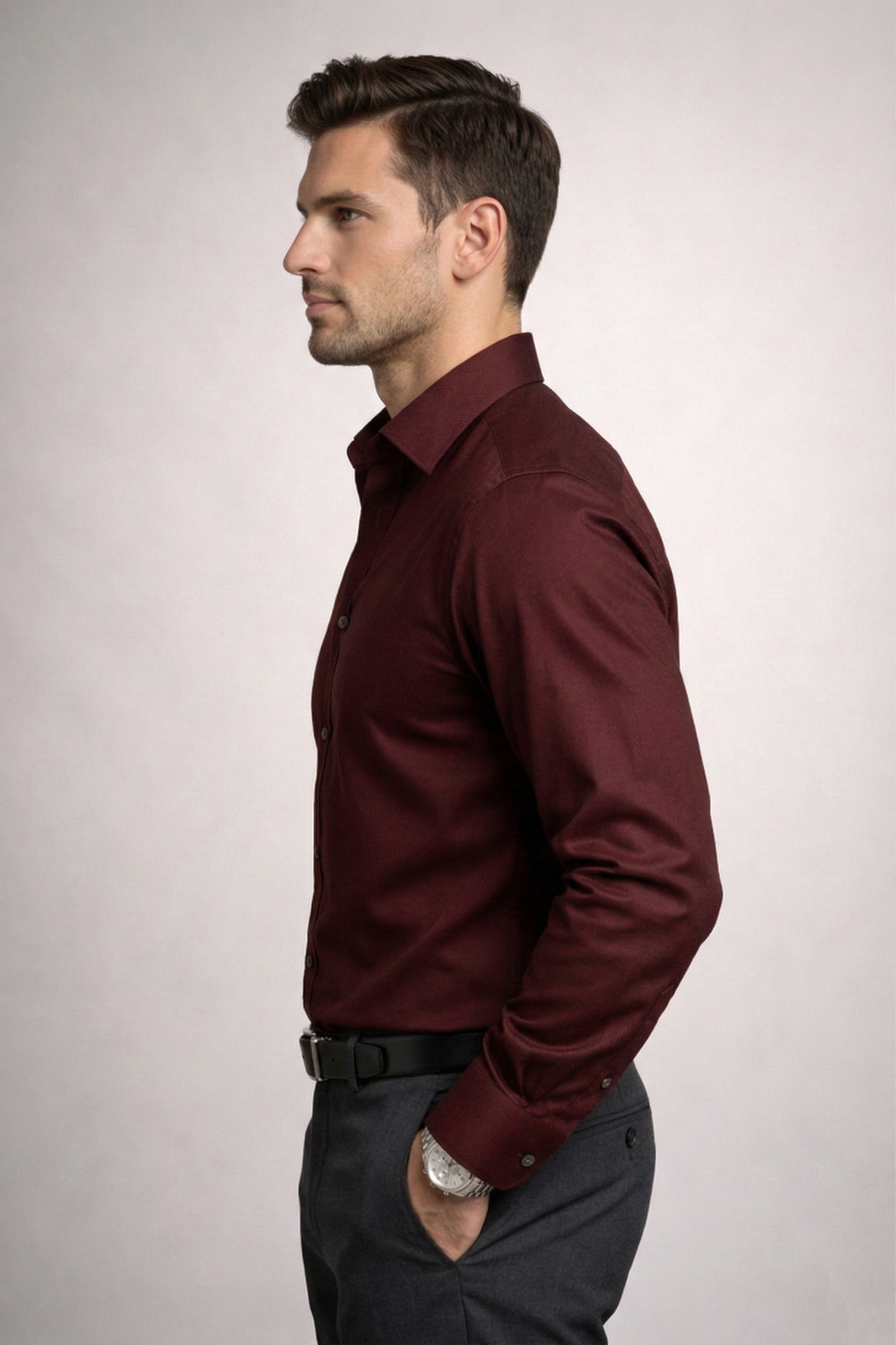 Men'sMaroon Formal Shirt | Premium Slim Fit Full Sleeve Shirt for Men