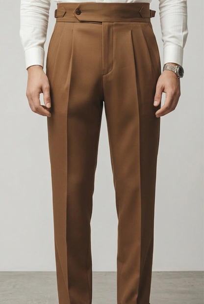Men'sTobacco Brown High-Waisted Gurkha Trousers