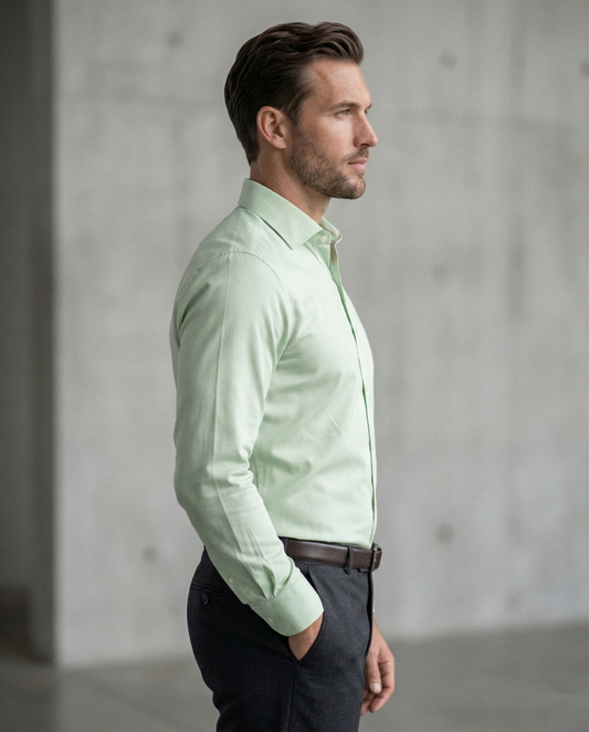 Light Green Formal Shirt for Men | Premium Cotton Blend