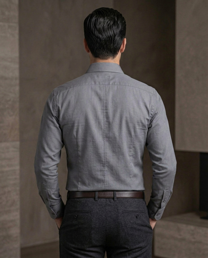 Steel Grey Formal Shirt for Men | Premium Cotton Blend Regular Fit
