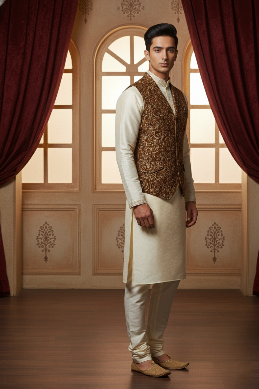 Men’s Ethnic Nehru Jacket | Traditional Indian Waistcoat for Kurta | Wedding & Festive Wear Sleeveless Vest