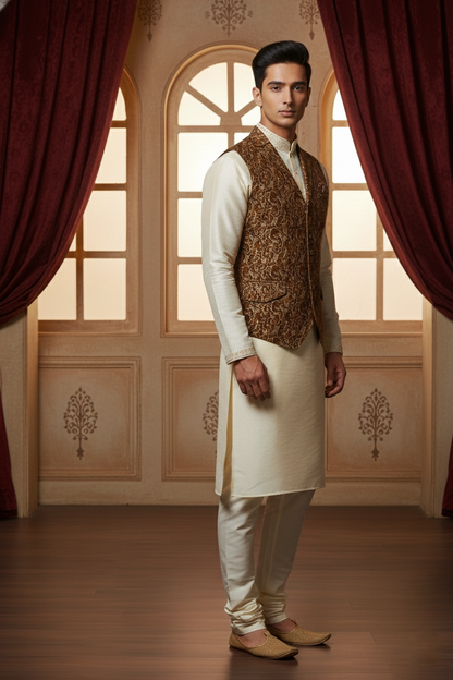 Men’s Ethnic Nehru Jacket | Traditional Indian Waistcoat for Kurta | Wedding & Festive Wear Sleeveless Vest