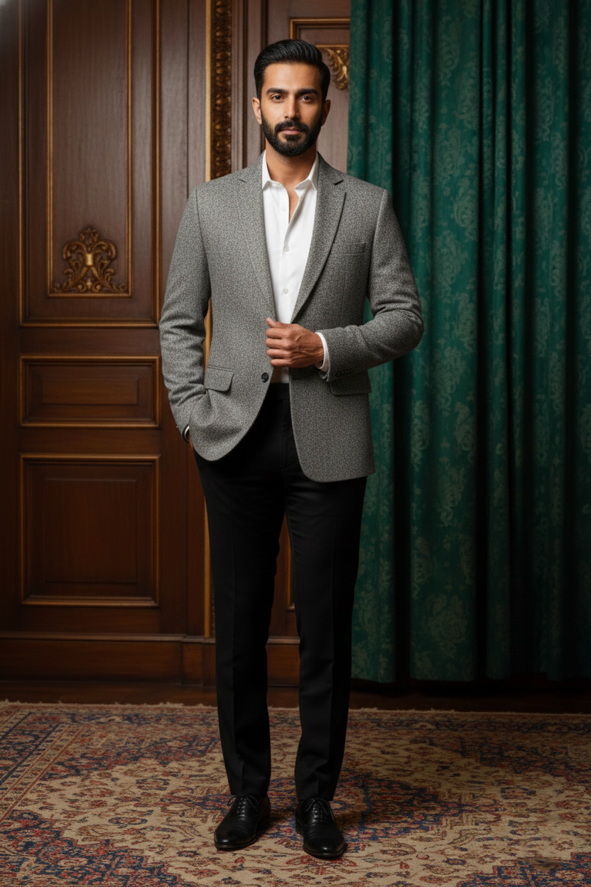 Men's Premium Jacquard Textured Slim Fit Blazer