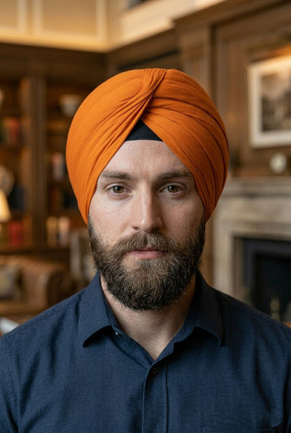 Burnt Rust Formal Turban , Luxe Pleated Stretch Wrap