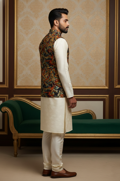 Artisanal Fusion: The Modernist Geometric Nehru Jacket