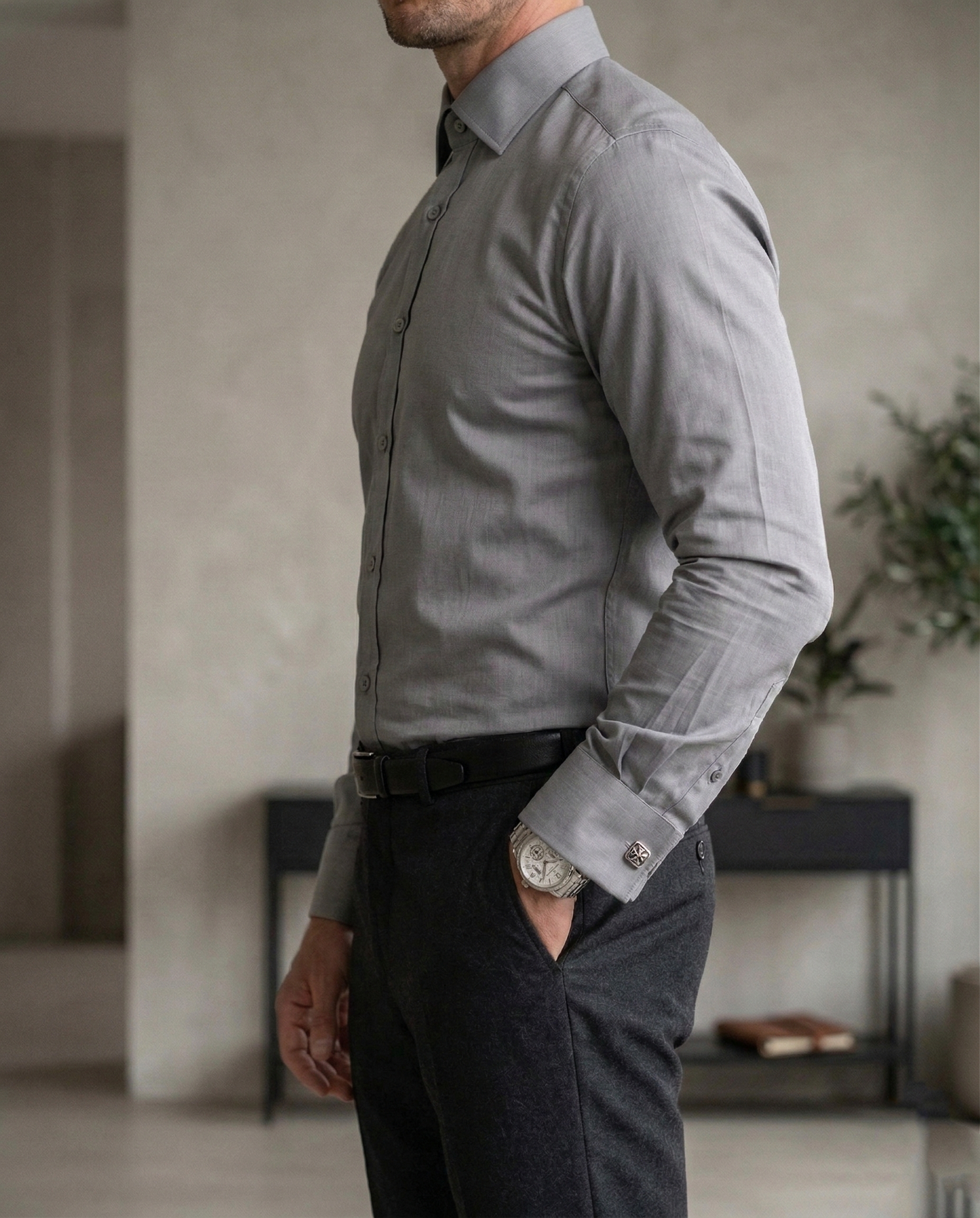 Men'sGrey Formal Shirt | Premium Slim Fit Full Sleeve Office Wear Shirt