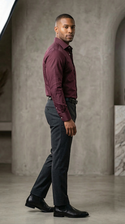 Men's Luxury Designer Burgundy Shirt