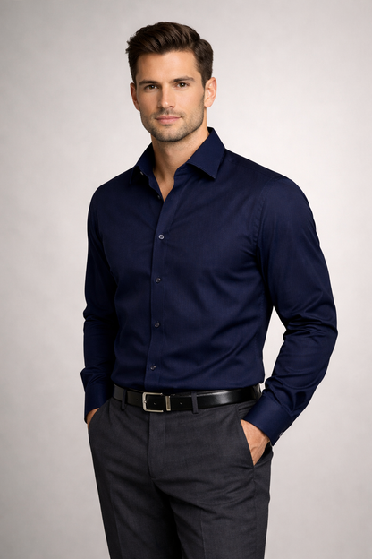 Men'sNavy Blue Formal Shirt | Premium Slim Fit Office Wear Shirt