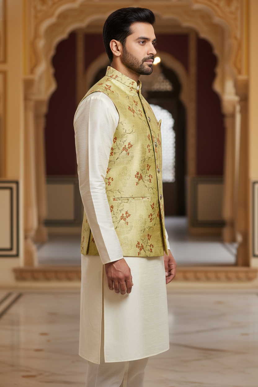 Title: The Sage Blossom: Modern Sophistication in Floral Ethnic Wear