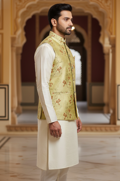 Title: The Sage Blossom: Modern Sophistication in Floral Ethnic Wear