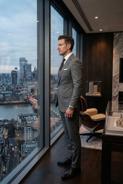 Bespoke Charcoal Grey Business Suit , Slim Executive Fit