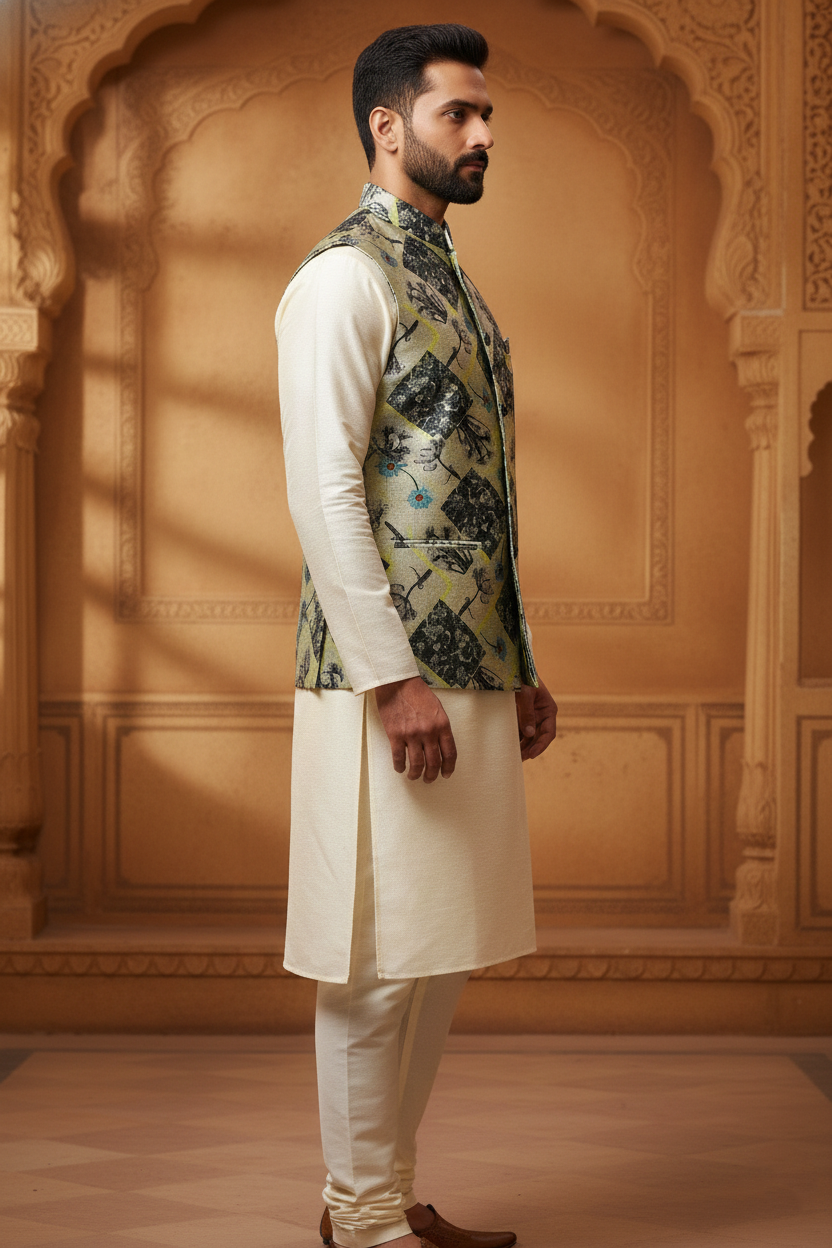 Artisanal Geometry: The Modern Interpretive Nehru Jacket