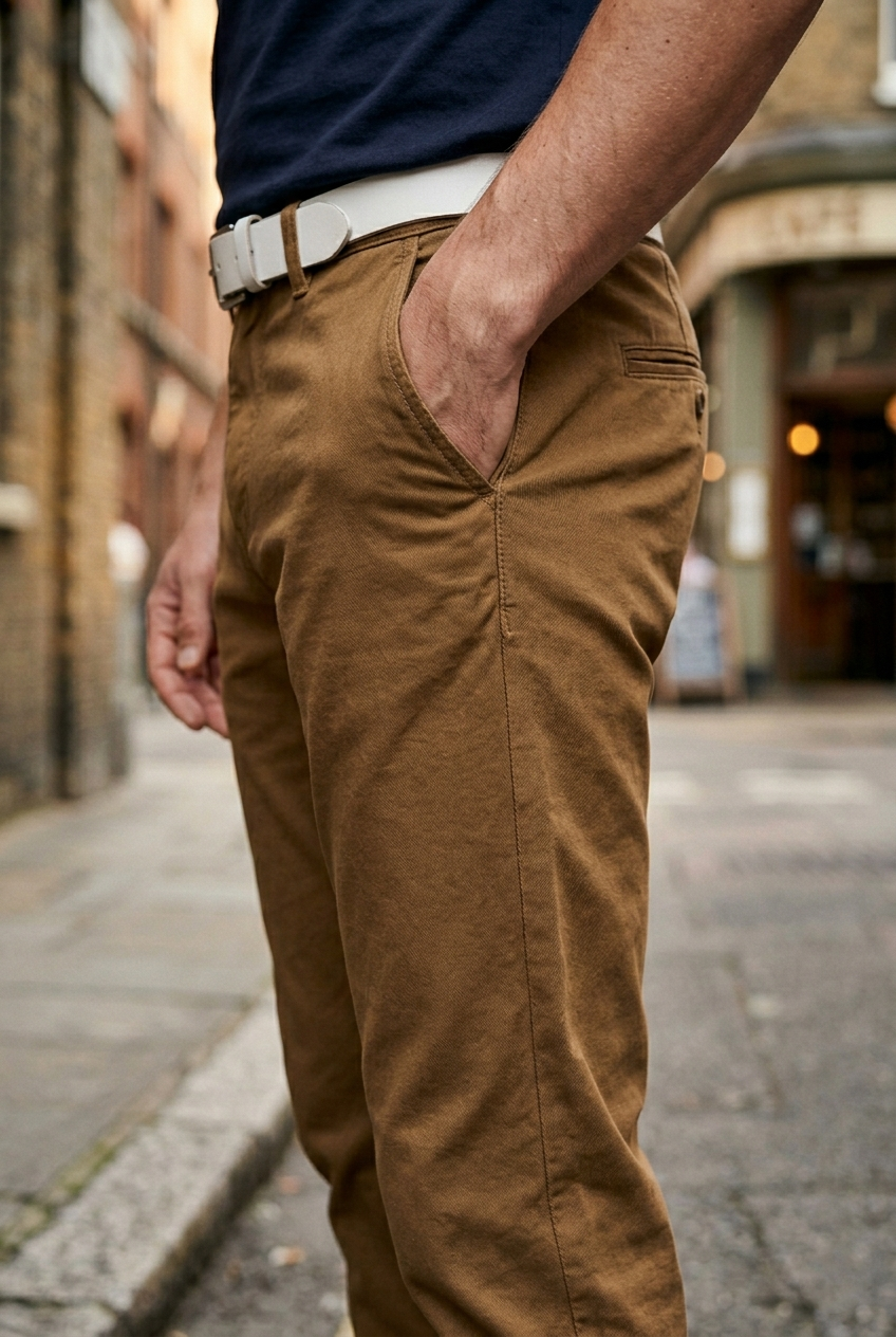 Slim-Fit Tobacco Cotton Chinos - Premium Men's Trousers