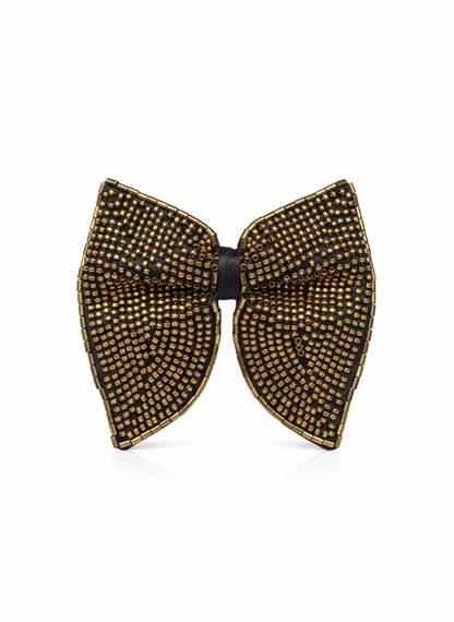 Gold Beaded Butterfly Statement Bow Tie