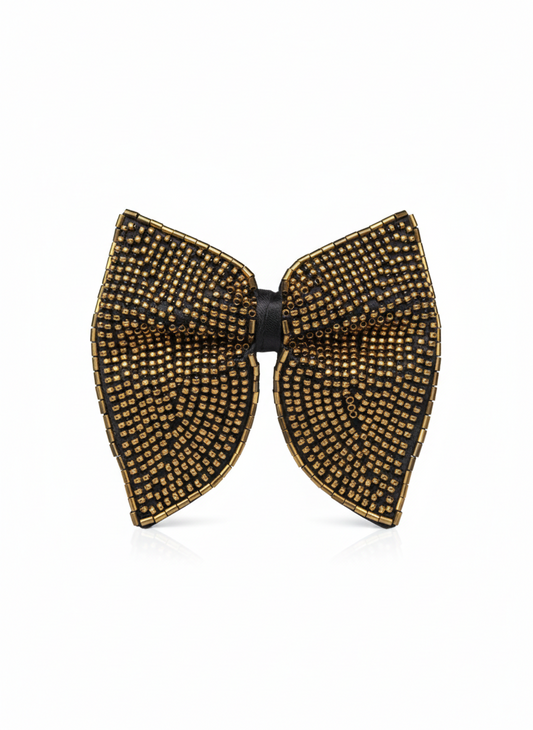 Gold Beaded Butterfly Statement Bow Tie