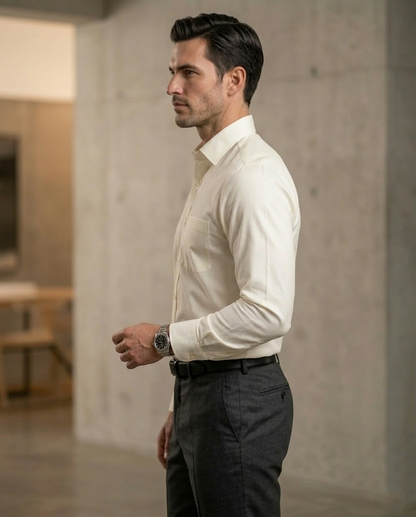 Ivory Formal Shirt for Men | Premium Cotton Blend