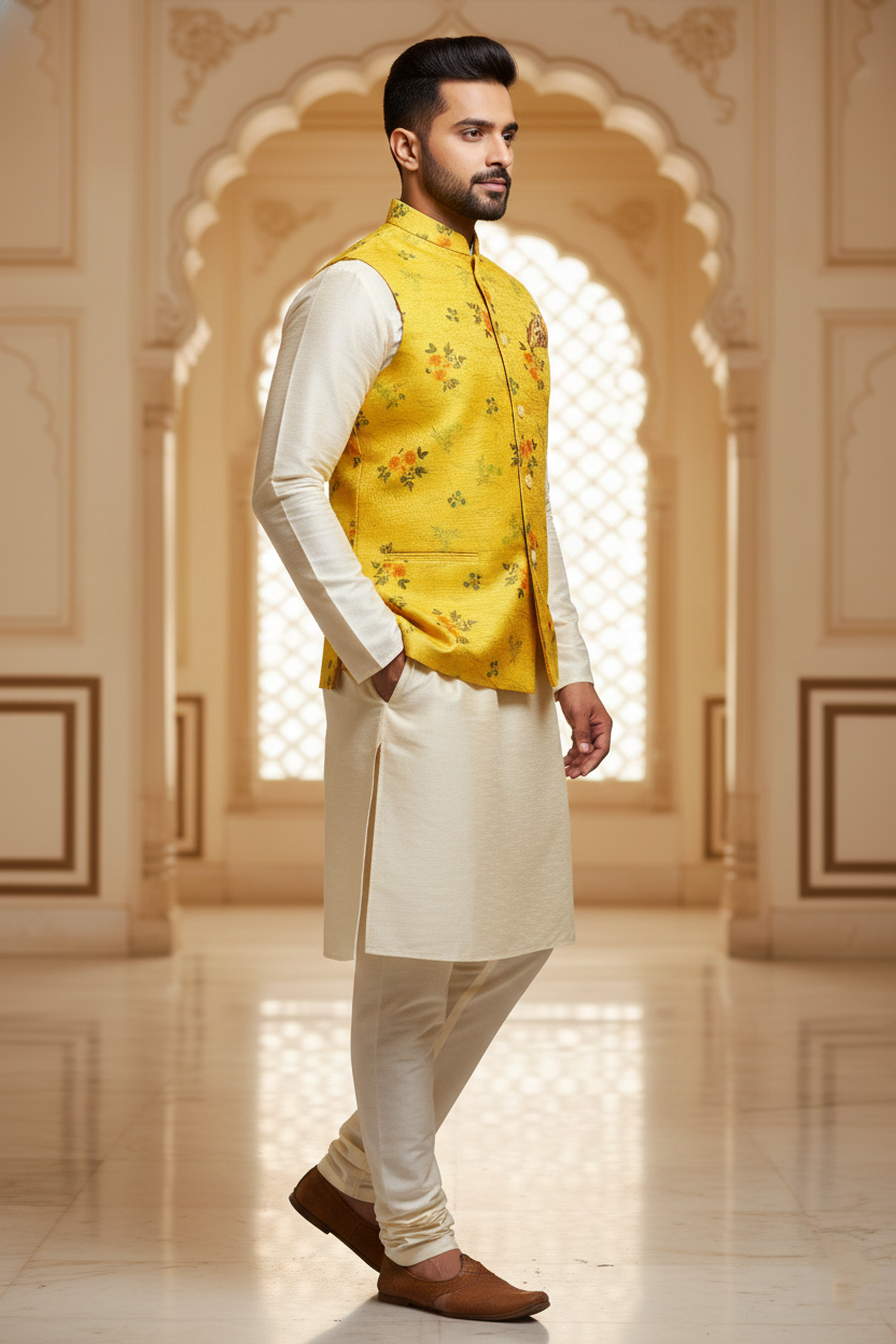 Title: The Radiance of Tradition: Contemporary Men’s Festive Ethnic Wear