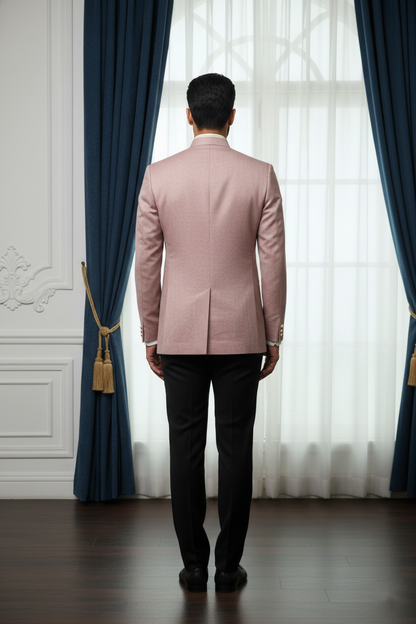 Men’s Blush Pink Linen Nehru Jacket