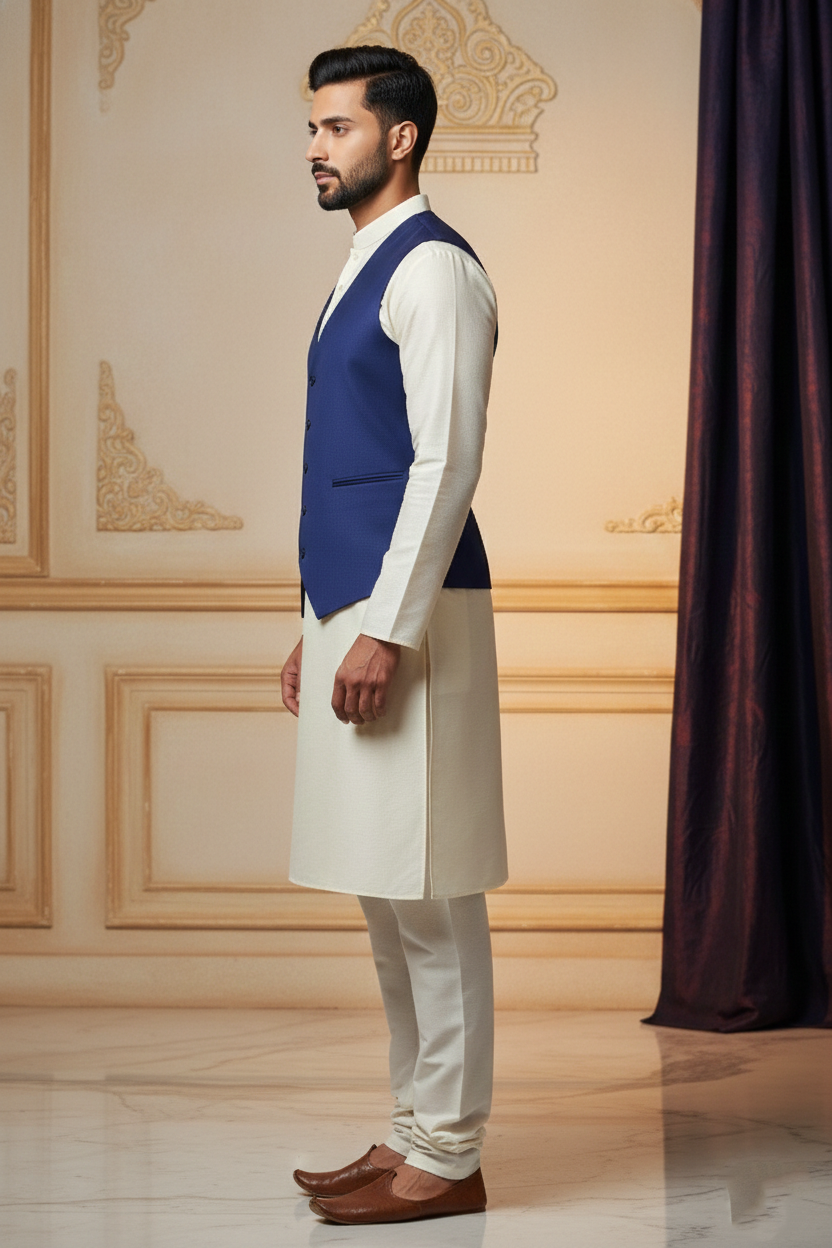 Men’s Royal Blue Classic Waistcoat | Slim Fit Formal Nehru Style Vest
