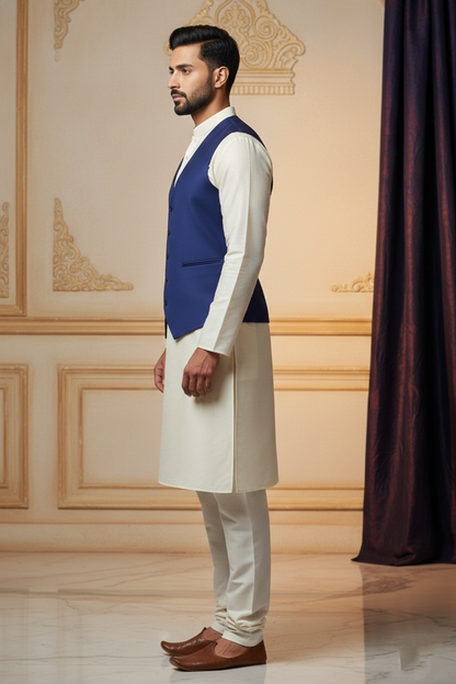 Men’s Royal Blue Classic Waistcoat | Slim Fit Formal Nehru Style Vest