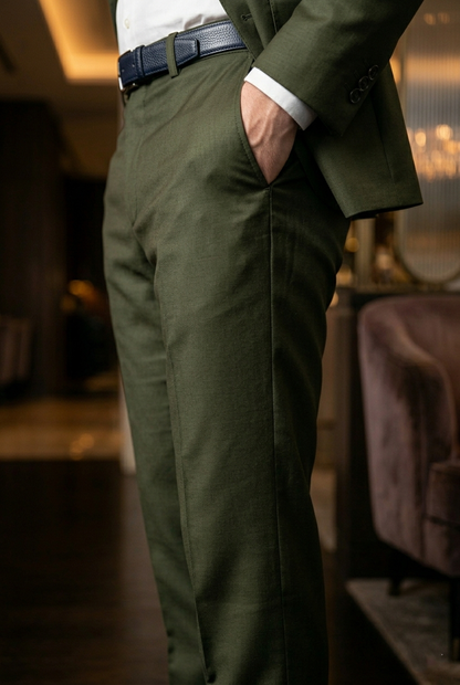 Olive Green Slim-Fit Premium Luxury Trousers