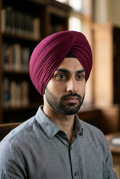 Regal Wine Burgundy Formal Turban , Elegant Pleated Fit