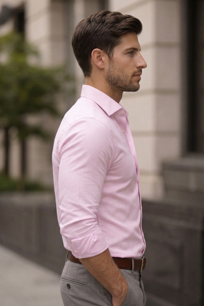 Men'sPink Formal Shirt | Cotton Blend Business & Party Wear Shirt