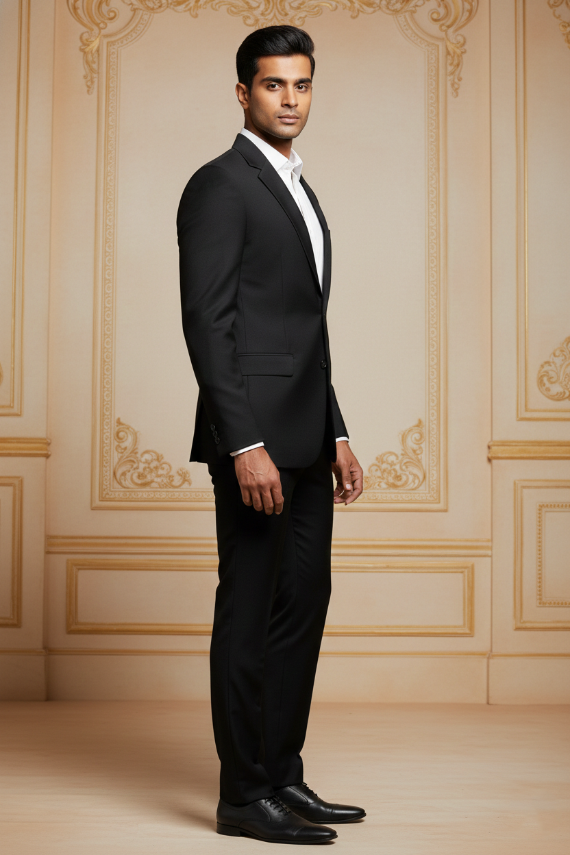 Men's Essential Black Slim Fit Two-Button  Formal Blazer