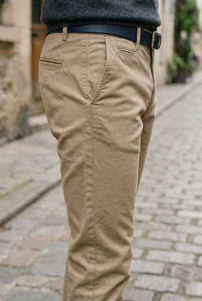 Slim-Fit Khaki Cotton Chinos - Essential Men's Trousers