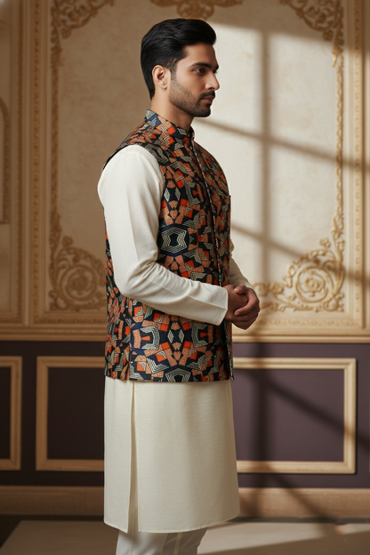 Urban Kaleidoscope: The Geometric Statement Nehru Jacket