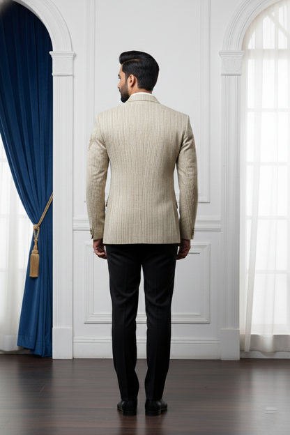 Men'sBeige Striped Designer Jacket