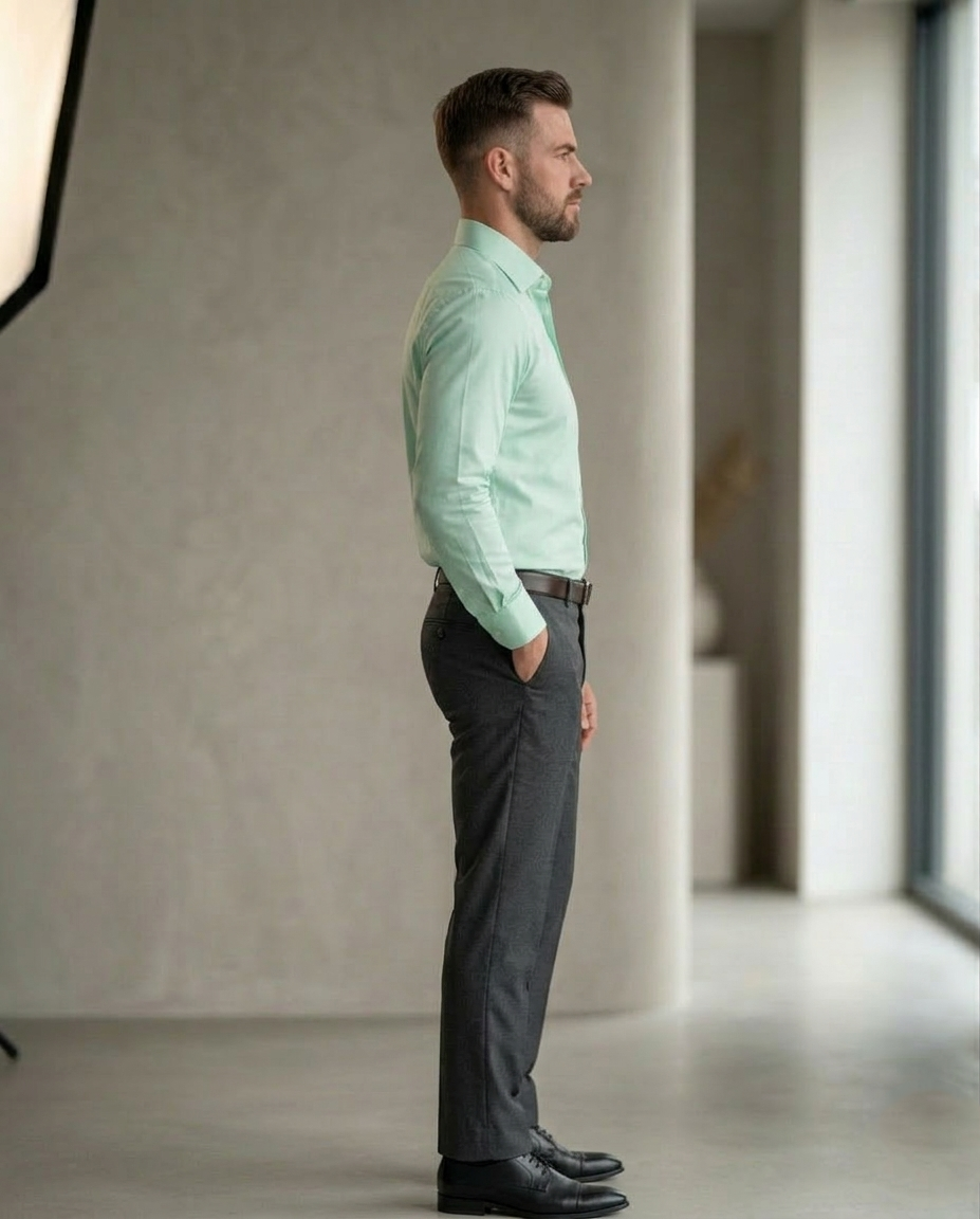 Mint Green Formal Shirt for Men | Premium Cotton Blend Regular Fit