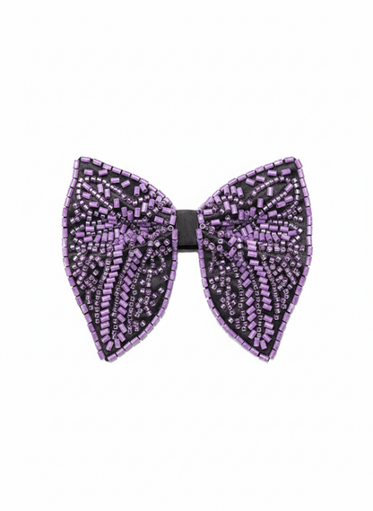 Lavender Purple Beaded Butterfly Bow Tie