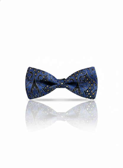 The Obsidian Azure: Midnight Blue Embroidered Bow Tie