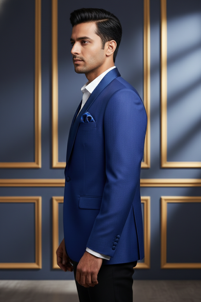 Men's Royal Blue Jacquard Tuxedo Blazer