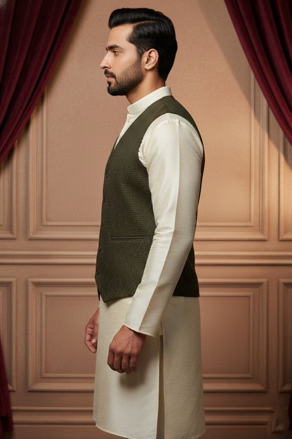 Men’s Classic Checked Waistcoat | Slim Fit Formal Vest with Button Closure | Sleeveless Suit Vest for Weddings & Business Wear