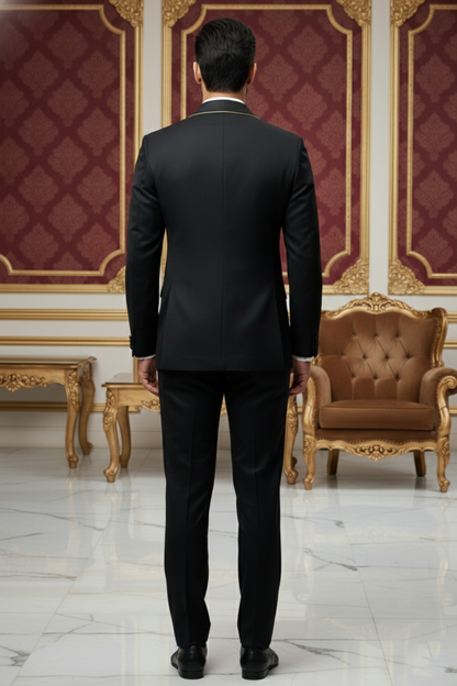 Black Blazer with Bold Yellow Piping