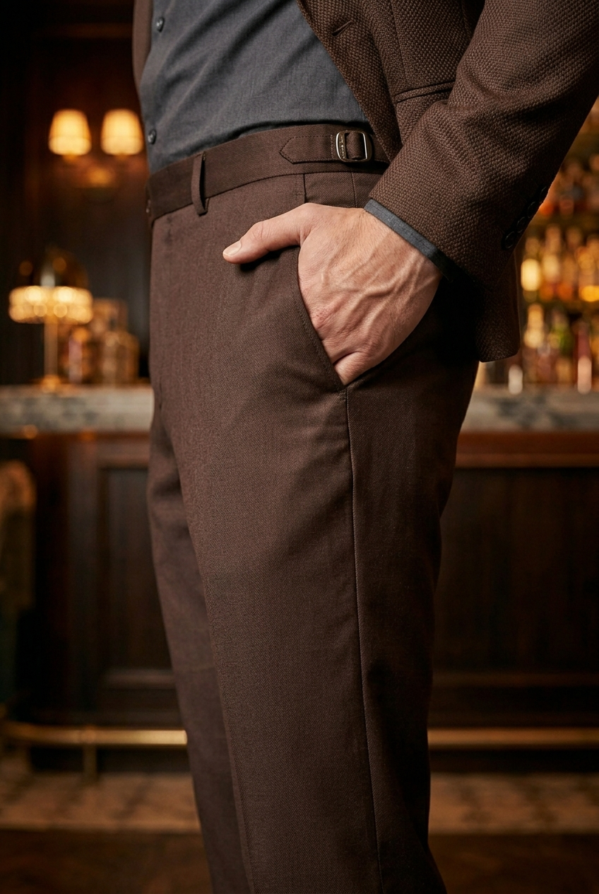 Tobacco Brown Slim-Fit Premium Partywear Trousers