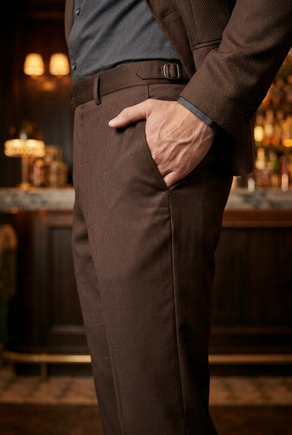 Tobacco Brown Slim-Fit Premium Partywear Trousers