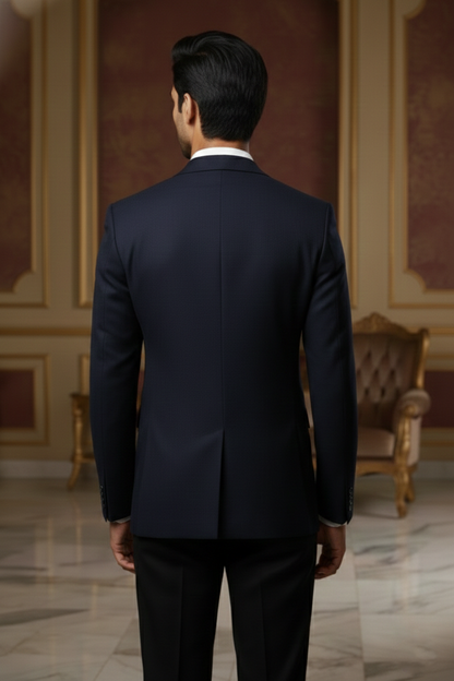 Men'sPremium Midnight Navy Blue Blazer , Essential Slim-Fit Formal Suit Jacket for Business & Occasions