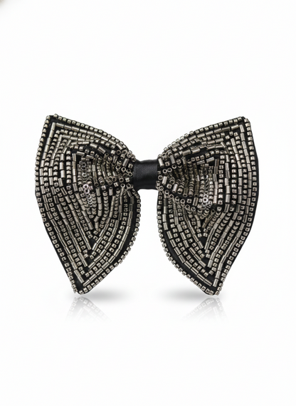 Royal Metallic Beaded Butterfly Statement Bow Tie