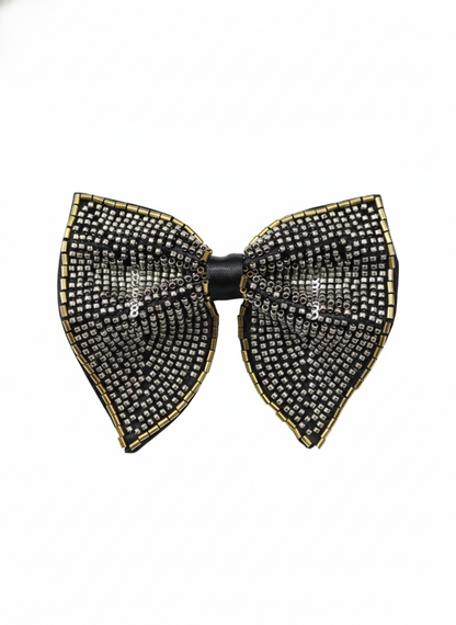 Hand-Beaded Metallic Butterfly Bow Tie