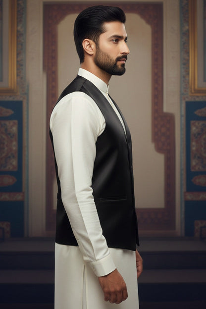 Men’s Black Nehru Jacket | Classic Ethnic Waistcoat for Weddings, Festive &amp; Party Wear&nbsp;