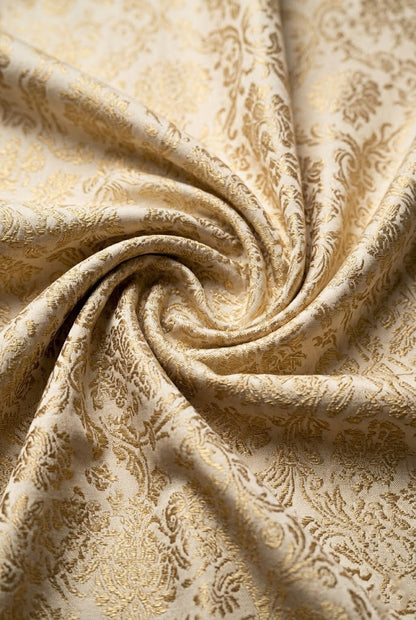 Royal Off-White & Gold Banarasi Silk Groom Pagri