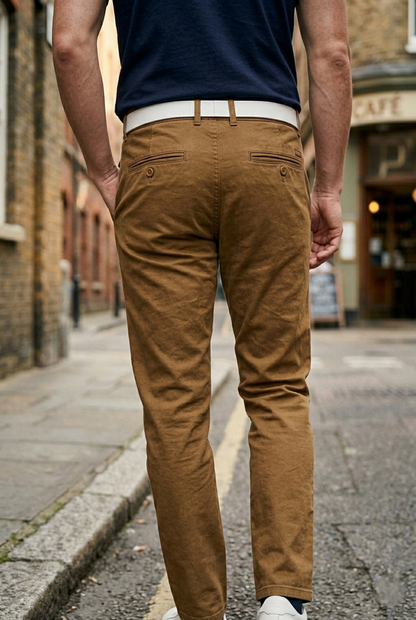 Slim-Fit Tobacco Cotton Chinos - Premium Men's Trousers